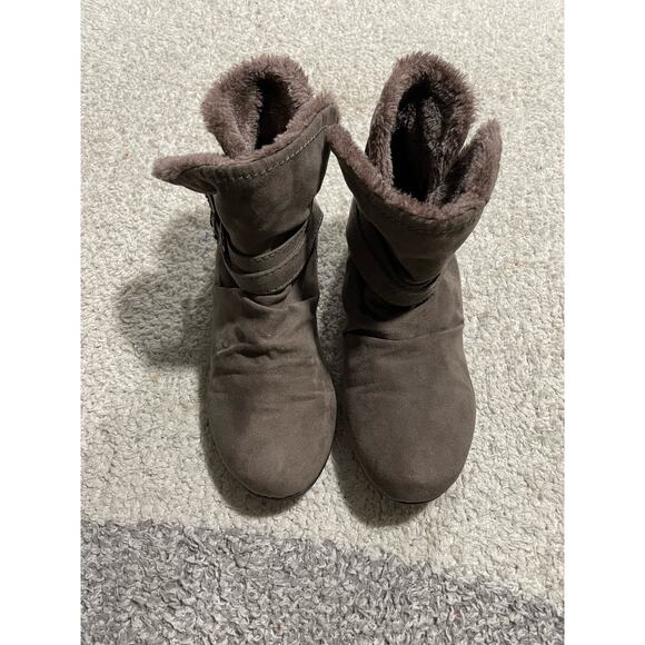 Call It Spring Women's Size 6 Faux Fur Leather Ankle Bootie Shoes Brown - Picture 1 of 13